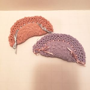 HAND CRAFTED Crochet Lavender Half-moon Sachets , Pink and Lavender